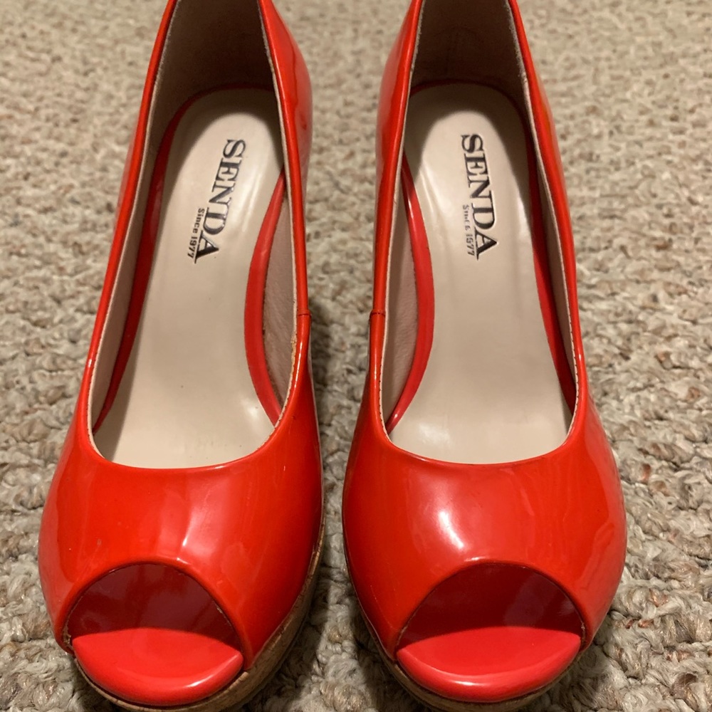 Orange leather espadrilles